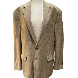 Ralph Lauren Men’s Blazer – 48L Silk Wool Blend Herringbone Suit Jacket – Tan Cl